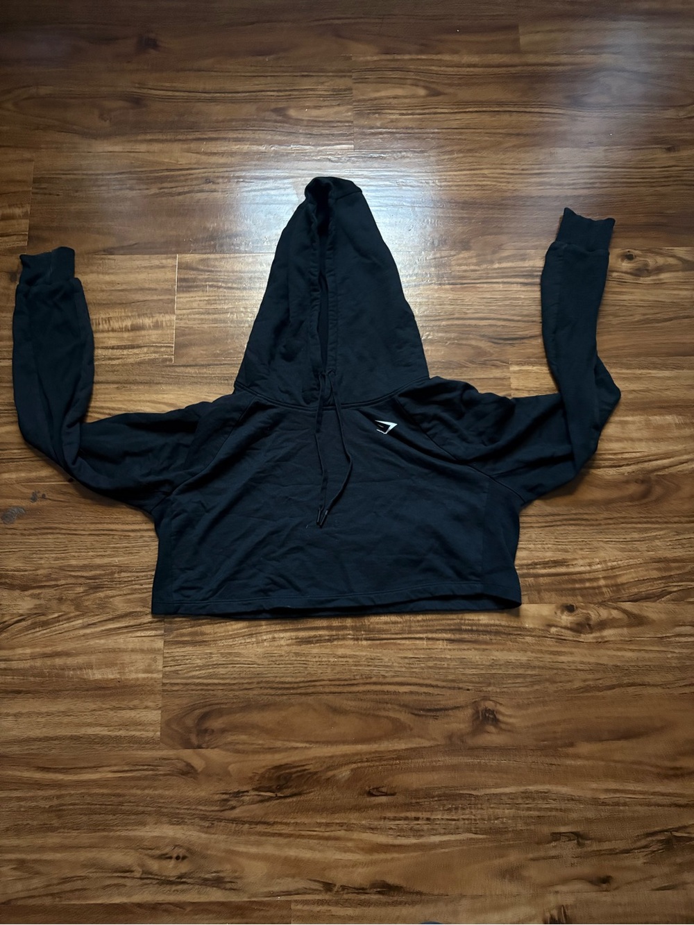 Gymshark Black Cropped Hoodie with Subtle Logo
